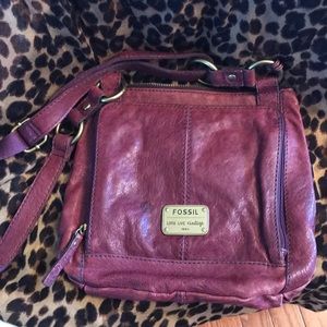 Fossil Leather Purple Crossbody